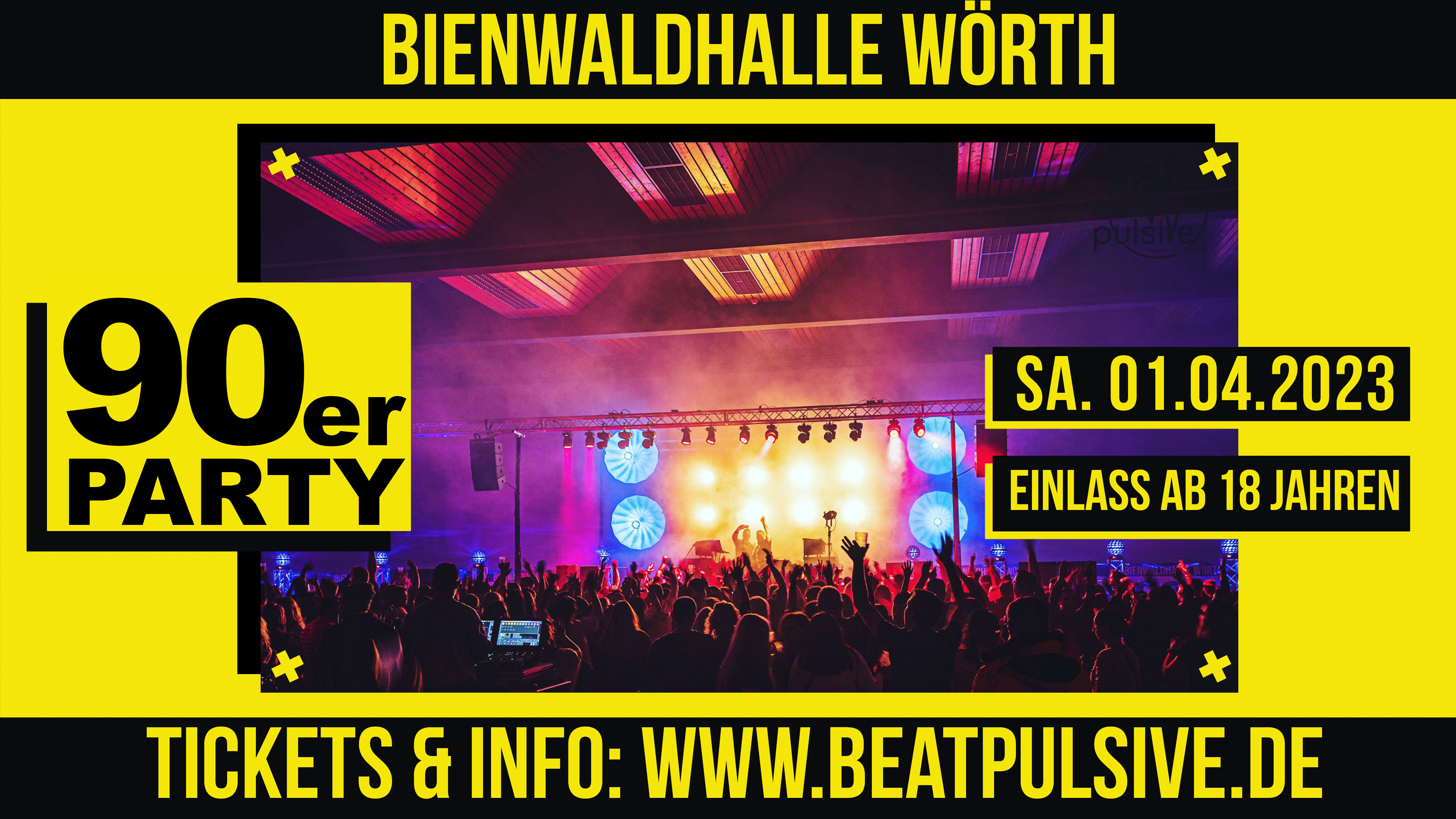 90er Party April 2023 Bienwaldhalle Wörth Banner
